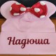 Именная детская шапка-мышка глиттер с бантиком для малышей купить в интернет магазине
