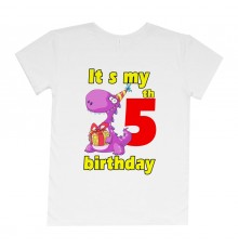 Футболка дитяча для хлопчика "It's my 5th birthday" з динозавром