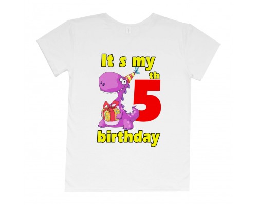 Футболка детская для мальчика Its my 5th birthday с динозавром купить в интернет магазине