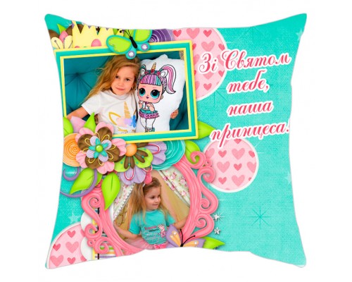 Подушка на День народження на 2 фото для дівчинки купити в інтернет магазині
