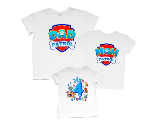 Комплект семейных футболок family look Dad Mom patrol щенячий патруль купить в интернет магазине