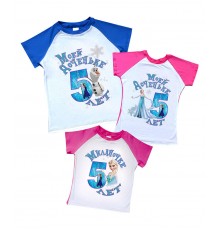 Комплект 2-х кольорових футболок для всієї родини "Мені 5 років" Холодне серце Ельза