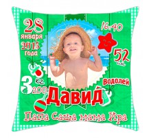 Подушка декоративная с метрикой на день рождения для мальчика