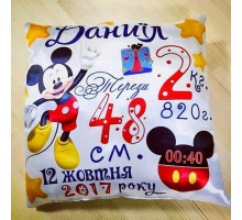 Міккі Маус - подушка з метриками на день народження для хлопчика
