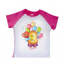 Футболка дитяча 2-х кольорова для дівчинки "Мені 3 рочки" з кульками