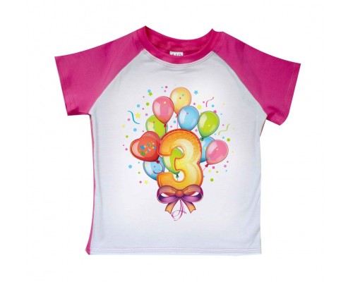 Футболка дитяча 2-х кольорова для дівчинки Мені 3 рочки з кульками купити в інтернет магазині