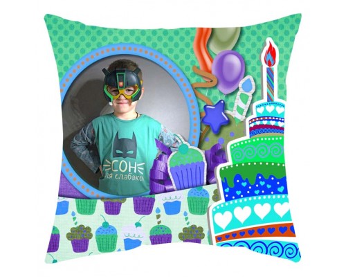 Подушка декоративна з фото на День народження для хлопчика купити в інтернет магазині