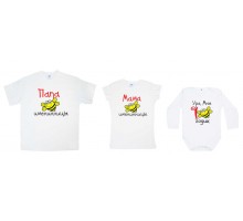 Одинаковые футболки для всей семьи family look "Папа Мама именинницы" с пчелкой