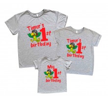 Однакові футболки для всієї родини "1'st birthday" папуга