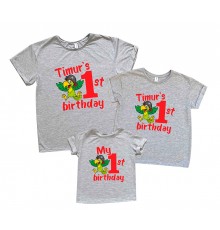 Одинаковые футболки для всей семьи "1'st birthday" попугай