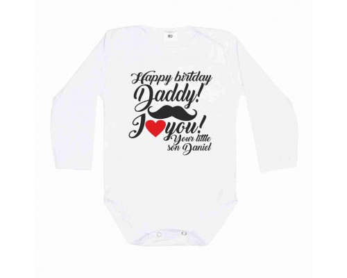 Боді та футболки дитячі з написами на День Народження татові, мамусі, бабусі, дідусеві Happy birthday Daddy! купити в інтернет магазині