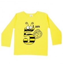 Джемпер детский для девочки "I am 5" с пчелкой