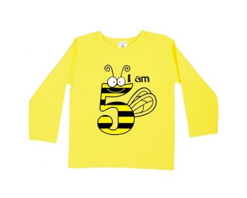 Джемпер дитячий для дівчинки I am 5 з бджілкою купити в інтернет магазині