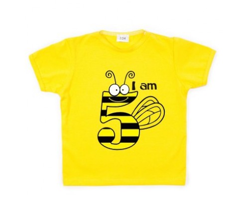 Футболка детская для девочки I am 5 с пчелкой купить в интернет магазине