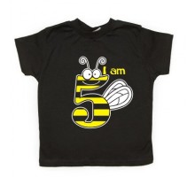 Футболка детская для девочки "I am 5" с пчелкой