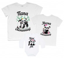 Комплект футболок для всієї родини "Мені 1 рік" панди