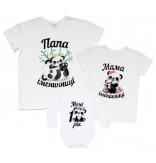 Комплект футболок для всей семьи "Мне 1 год" панды