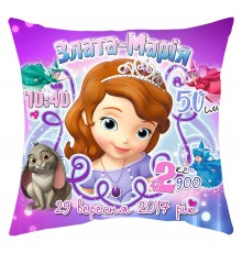 Принцесса София - подушка декоративная с метрикой на день рождения для девочки