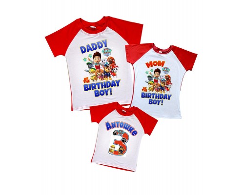 Комплект 2-х цветных футболок для всей семьи Birthday Boy щенячий патруль купить в интернет магазине