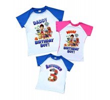 Комплект 2-х цветных футболок для всей семьи "Birthday Boy" щенячий патруль