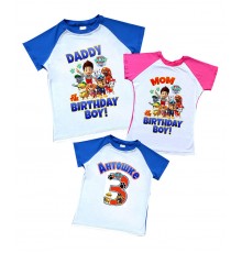 Комплект 2-х цветных футболок для всей семьи "Birthday Boy" щенячий патруль