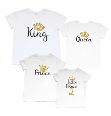Комплект футболок для сім'ї з 4 людей "King, Queen, Prince" з короною