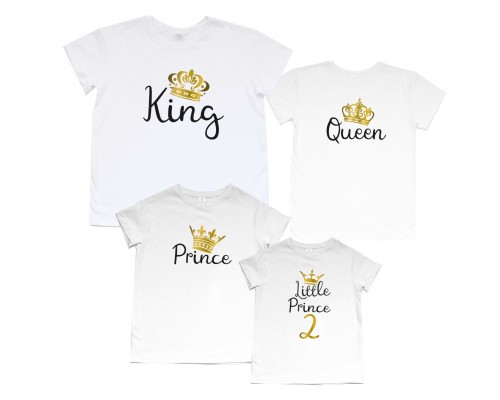 Комплект футболок для семьи из 4 человек King, Queen, Prince с короной купить в интернет магазине