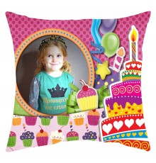 Подушка декоративна з фото на День народження для дівчинки