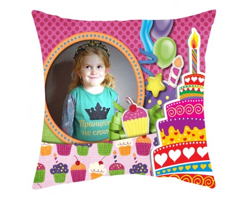 Подушка декоративна з фото на День народження для дівчинки купити в інтернет магазині