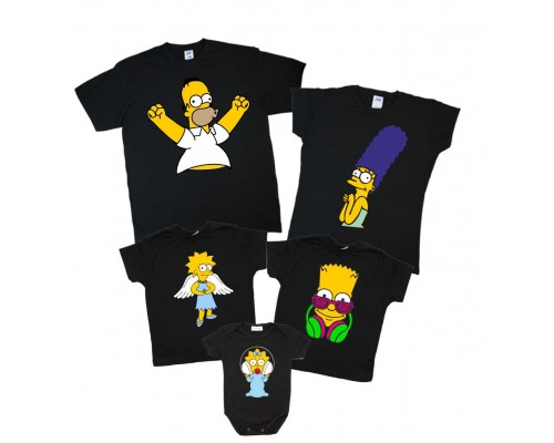 Набор футболок для семьи 5 человек Симпсоны купить в интернет магазине