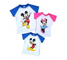 Комплект 2-х кольорових футболок family look Мікі Мауси