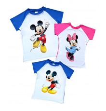 Комплект 2-х цветных футболок family look Микки Маусы