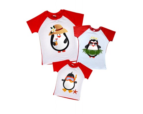 Комплект 2-х кольорових футболок з пінгвінами купити в інтернет магазині