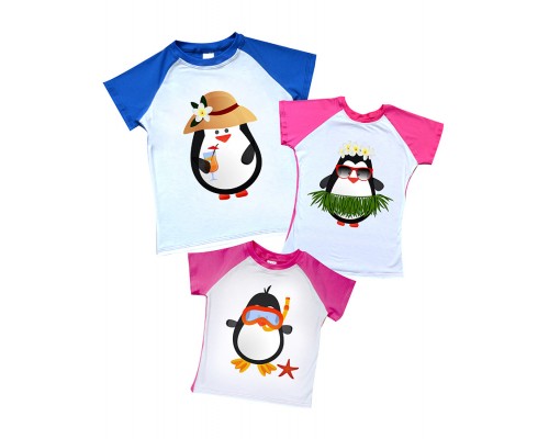 Комплект 2-х цветных футболок с пингвинами купить в интернет магазине