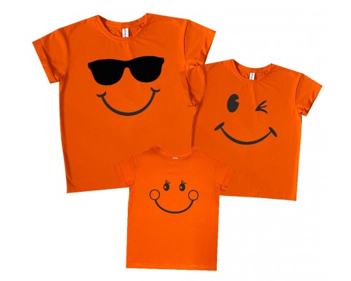 Комплект семейных футболок family look Смайлики купить в интернет магазине