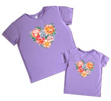 Комплект футболок для мамы и дочки "Цветочное сердце"