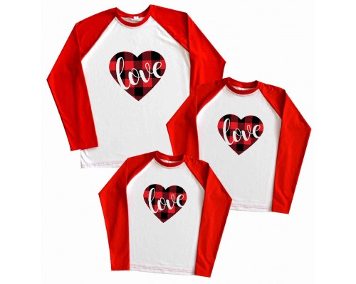 Комплект 2-х кольорових регланів family look Love серце купити в інтернет магазині