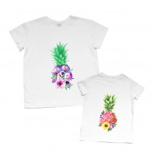 Комплект футболок для мамы и дочки "Ананасы"