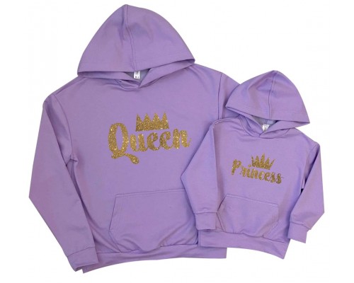 Queen, Princess золото глиттер - комплект толстовок для мамы и дочки купить в интернет магазине