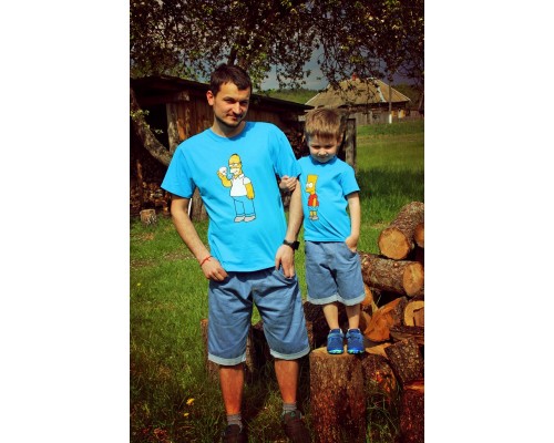 Комплект футболок для папы и сына Гомэр и Барт Симпсоны купить в интернет магазине