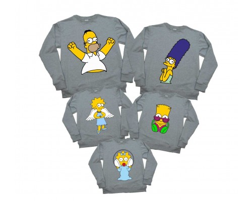 Набор свитшотов для семьи 5 человек Симпсоны купить в интернет магазине