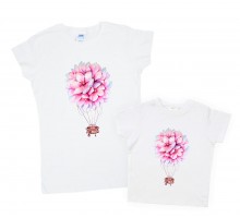 Комплект футболок для мами та доньки "Квітковий шар"