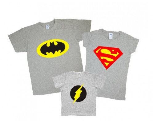Футболки фемілі лук для всієї родини Супермен, Бетмен, Блискавка купити в інтернет магазині