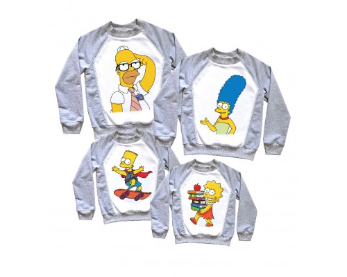 Комплект 2-х цветных свитшотов family look Симпсоны купить в интернет магазине