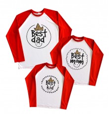 Комплект 2-х цветных регланов family look "Best dad, Best mom, Best kid"