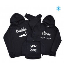 Комплект утеплених худі для всієї родини "Daddy, Mom, Son"