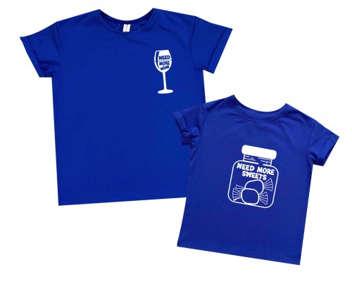 Комплект футболок для мамы и дочки Need More Wine, Need More Sweets купить в интернет магазине