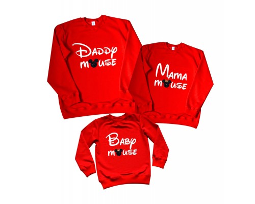 Комплект свитшотов для всей семьи Daddy, Mama, Baby mouse купить в интернет магазине