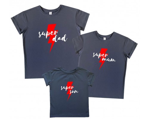 Super dad, mom, son - комплект футболок для всієї родини купити в інтернет магазині