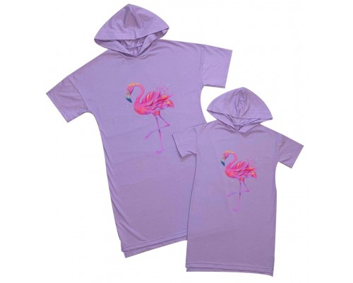 Фламинго - платья с капюшоном для мамы и дочки купить в интернет магазине